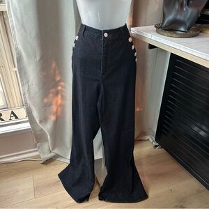 Cache High-Waisted Black Flare Jeans